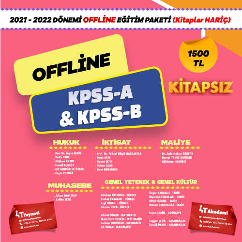 2021-2022 KPSS-A & KPSS-B 2 OFFLİNE EĞİTİM (KİTAPLAR HARİÇ)