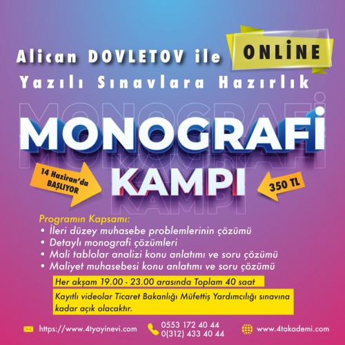 Yazılı (Klasik) Sınavlara Hazırlık  MONOGRAFİ KAMPI